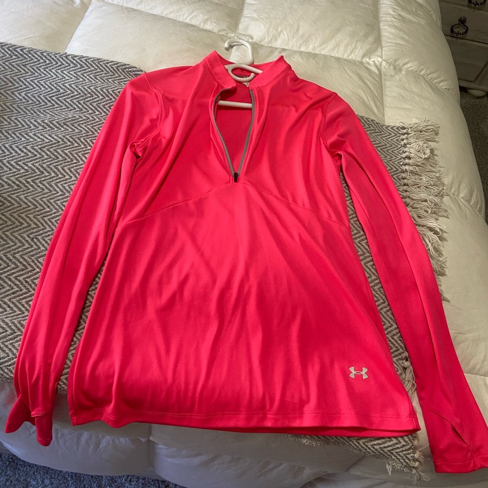 Hot pink Under Armour long sleeve half zip top